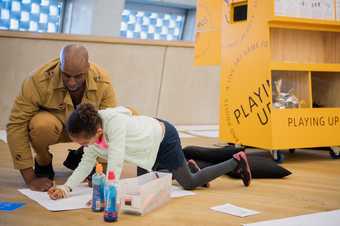 A family using the Playing Up activities © Tate