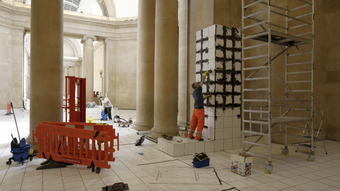 Grouting the plinths