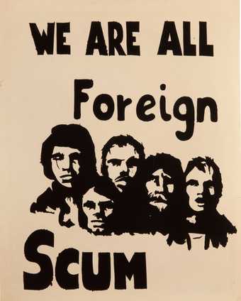 Poster designed by Peter Binns during the LSE student occupation in October 1968, where the Poster Workshop had set up a temporary silkscreen printing press in the refectory
