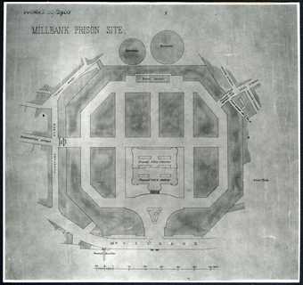 Drawing of the Prison Site at Millbank, known as Millbank Penitentiary