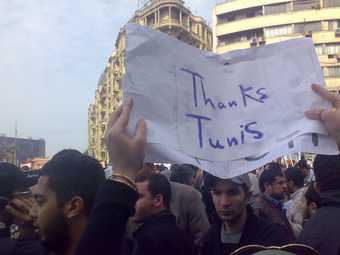Protesters in Tahrir Square Cairo Egypt uprising 2011