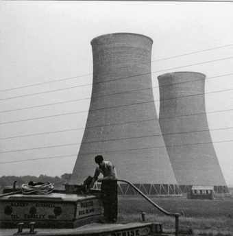 Photograph taken my Prunella Clough of cooling towers used as source material for her paintings c1950