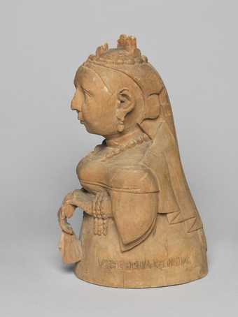 Wooden sculpted bust of Queen Victoria