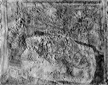 Raking light of Wings over Water reveals an animated surface texture from sgraffito, impasto and palette knife