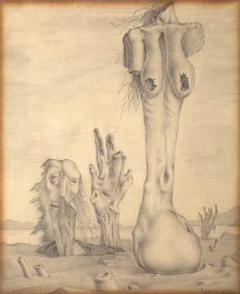 Ramses Younane, On the Surface of the Sand, c.1939, pencil on paper, 27 × 22.5 cm - Museum of Modern Egyptian Art, Cairo, photo © Nabil Boutros
