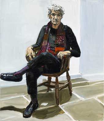 painting of a man sitting in a chair