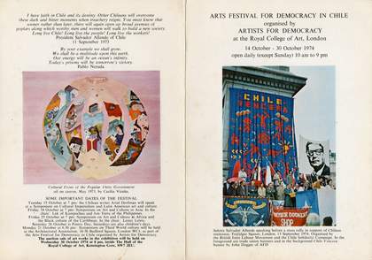 Invitation to the opening ceremony of the Arts Festival for Democracy in Chile, 1974