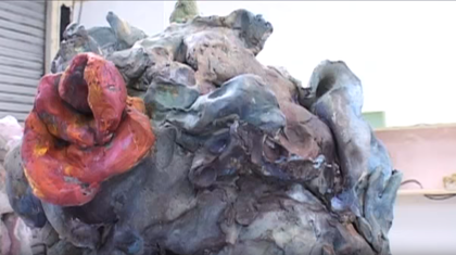 film still from interview with Rebecca Warren