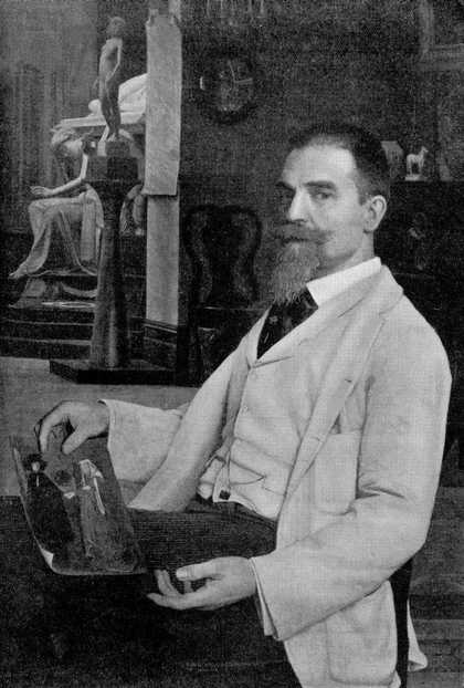 Wolfram Onslow Ford My Father Black and white photograph of the oil painting (now untraceable), published in The Studio 1902