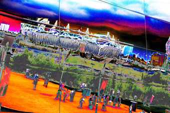 A reflection of the London Olympic Stadium and Park