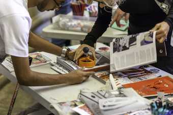 Badge making at Loud Tate 2015