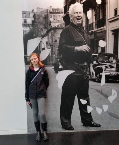 Bella at the entrance to the exhibition