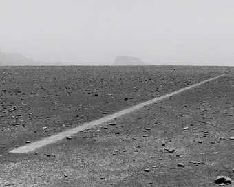 Richard Long Dusty Boots Line Sahara 1988 a straight line marked out in the barren pebbly land