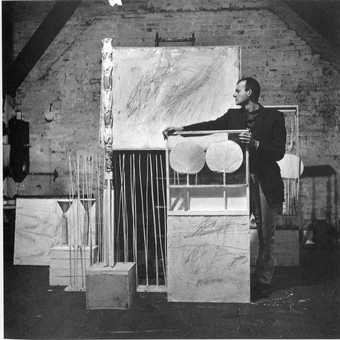 Robert Rauschenberg Cy Twombly with Artworks at Fulton Street 1954