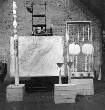 Robert Rauschenberg Cy Twombly with Artworks at Fulton Street 1954 02