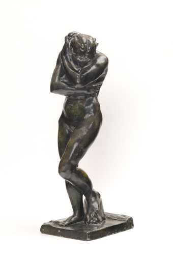 statue of Auguste Rodin Eve, showing a naked female figure clutching her torso