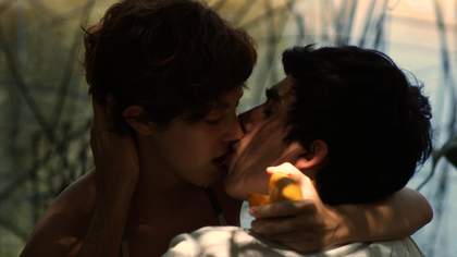 a couple kissing