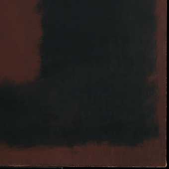 Corner detail of Untitled, Black on Maroon after treatment