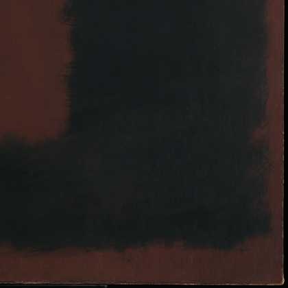 Corner detail of Untitled, Black on Maroon after treatment