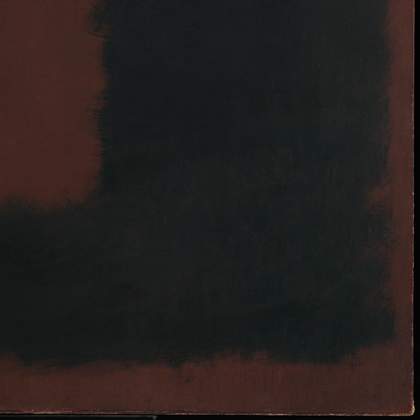 Corner detail of Untitled, Black on Maroon after treatment