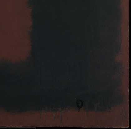 Corner detail of Untitled, Black on Maroon during treatment