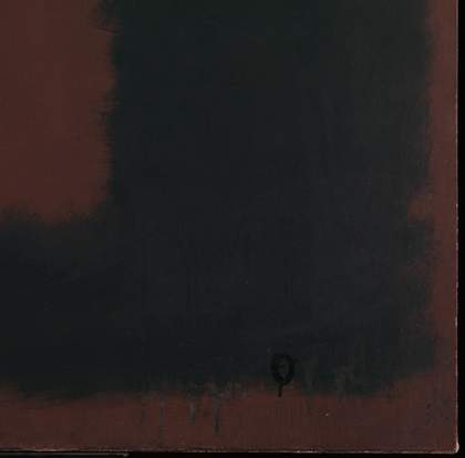 Corner detail of Untitled, Black on Maroon during treatment