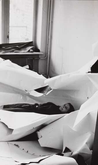 Irina Nakhova in her studio during the de-installation of Room No. 2, 1984