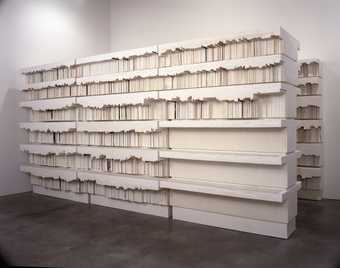 a plaster cast installation of two bookcases