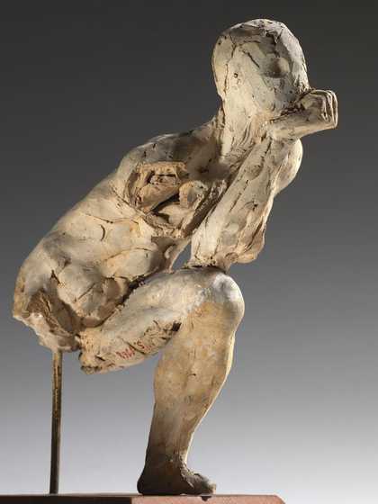 Auguste Rodin Study for The Thinker, a plaster sculpture of a man with his chin resting on his fist in a completive pose