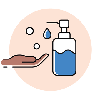 Icon of soap dispenser and a hand