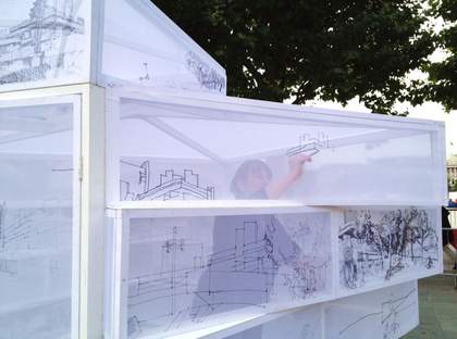 Artist Sally Booth at work
