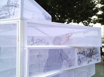 Artist Sally Booth at work