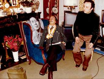 Salvador Dalí and José Montes Baquer in the Alphonse XIII suite at the Hotel Meurice during the making of Impressions of Upper Mongolia 1976