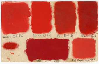 Samples of red oil paint on paper painted by Patrick, c.1958 - (c) The Estate of Patrick Heron. All rights reserved, DACS 2018, photo (c) Susanna Heron. All rights reserved, DACS 2018