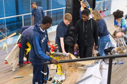 Photograph of young people taking part in a school workshop at tate modern