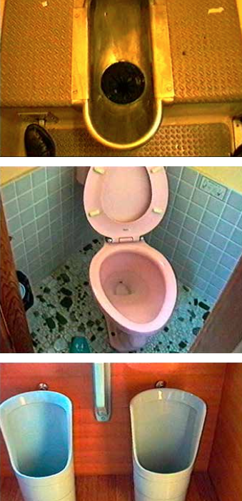 Stills of different types of toilets