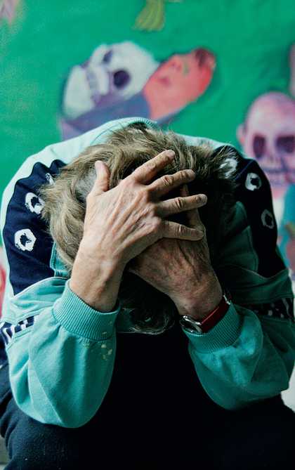 Maria Lassnig in her studio in Feistritz, Austria, 2010, photo by Sepp Dreissinger