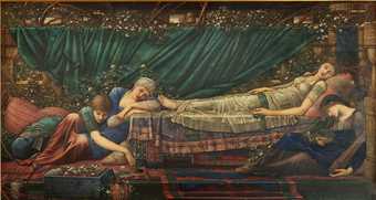 Painting by Sir Edward Coley Burne-Jones titled The Rose Bower 