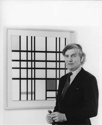 Image credit: Sir Alan Bowness with Piet Mondrian's 'Composition with Yellow, Blue and Red' at Tate, 1980
