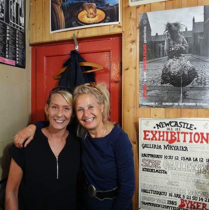 Sirkka-Liisa Konttinen reunited with Jackie Tait (the 'Spacehopper'), September 2016