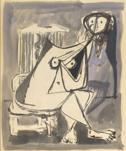 a drawing of a seated female nude