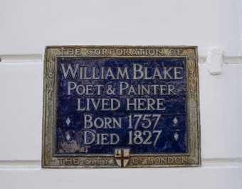 A plaque memorialising where Blake lived on South Molton Street, London