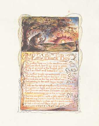 William Blake, Songs of Innocence and of Experience, 1794 open at ‘The Little Black Boy’