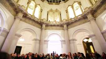 Cally Spooner, And You Were Wonderful, On Stage 2014 showing crowd of people in Tate Britain rotunda