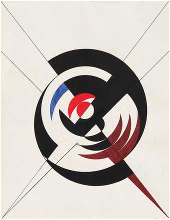 Sophie Taeuber-Arp Construction of a Black Circle and Burgundy, Red and Blue Segments