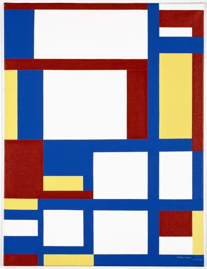 Painting of red, blue, yellow and white geometric shapes