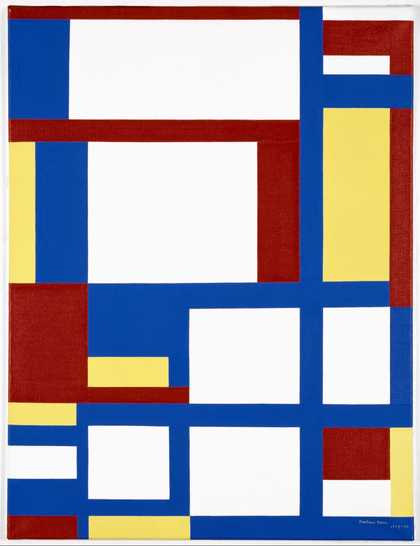 Painting of red, blue, yellow and white geometric shapes
