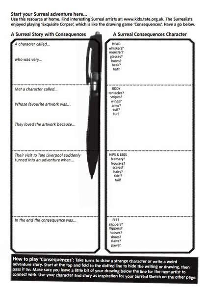 Surreal story activity sheet page 1