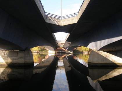 Susan Philipsz the lost reflection 2007 Installation view of underneath a bridge with the reflections of the bridge in the river