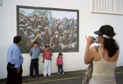 Anastasio Somoza Portocarrero, with recruits of the elite infantry training school (EEBI), July 1978